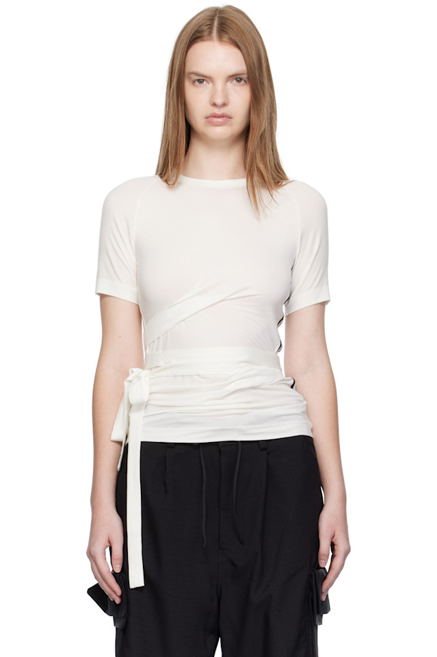 

Y-3 Белая футболка с коротким рукавом из тенселя