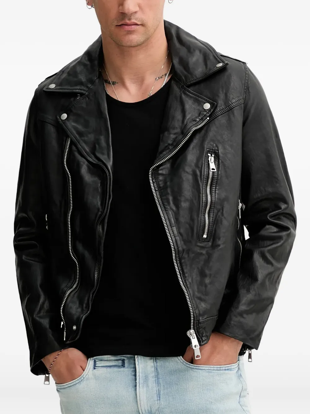 

Кожаная куртка Comet на молнии AllSaints, черный