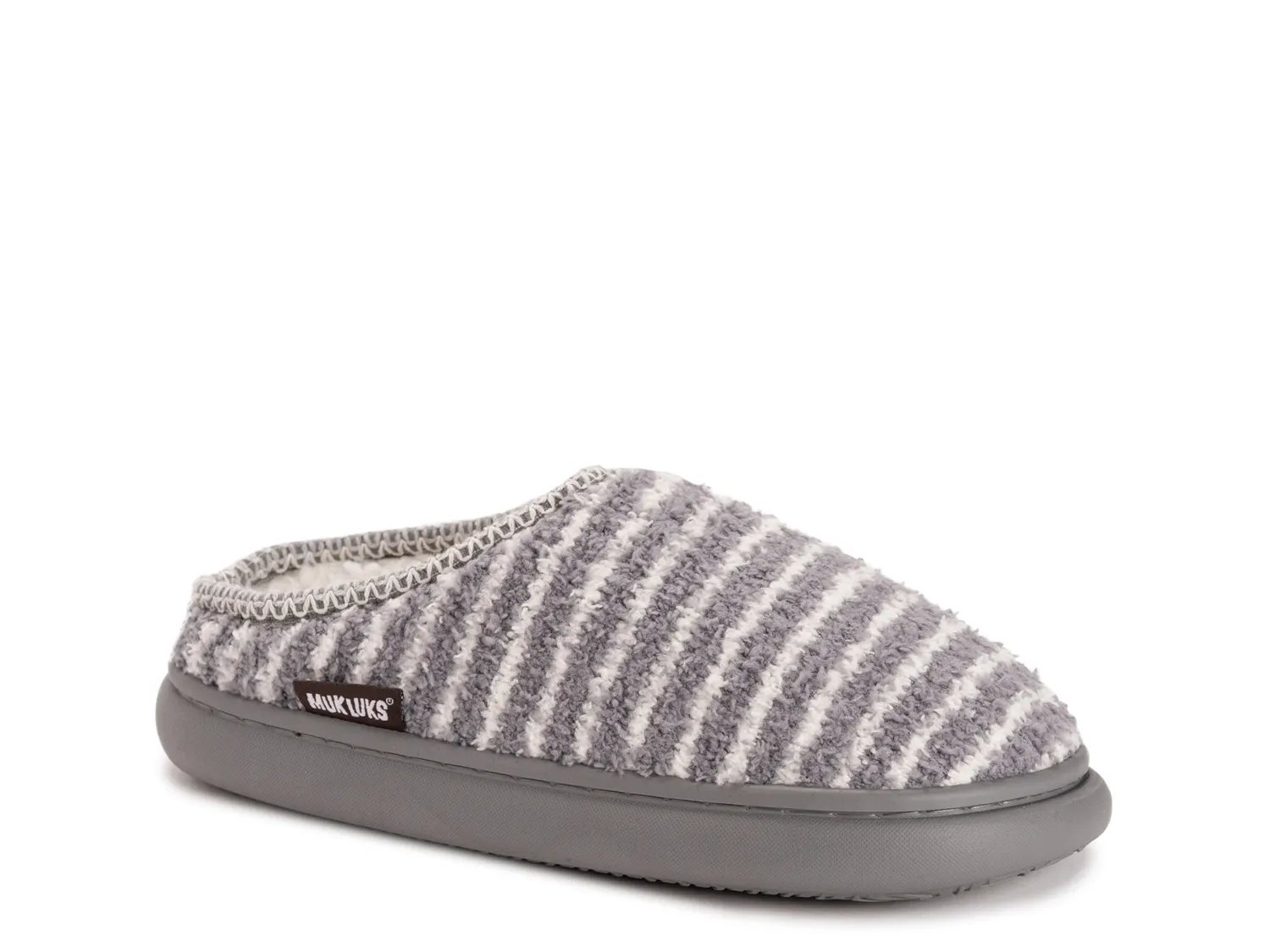 Тапочки MUK LUKS Janna Cozy Crew Clog, Grey Stripe Print