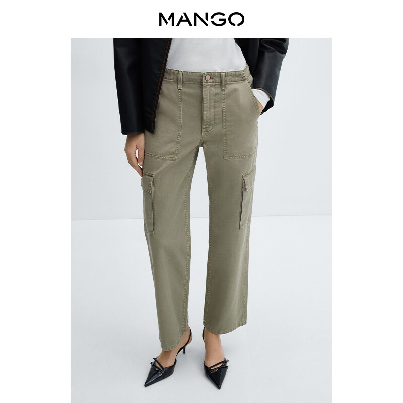 

Женские джинсы Mango со средней талией, бежевый
