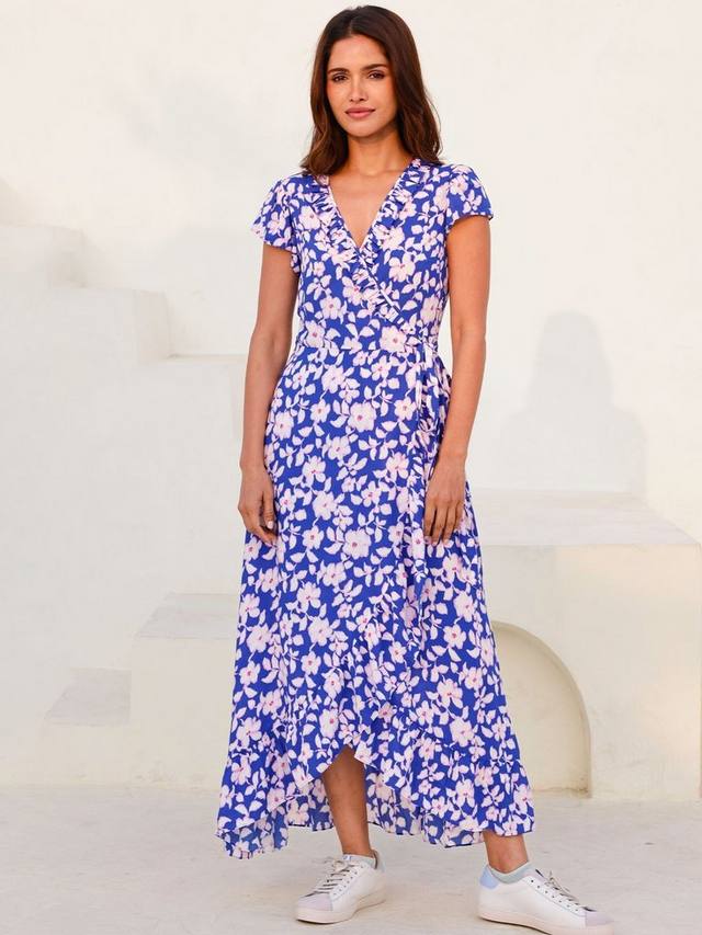 

Деми платье-раппорт с цветочным принтом Aspiga, Cobalt/Pink