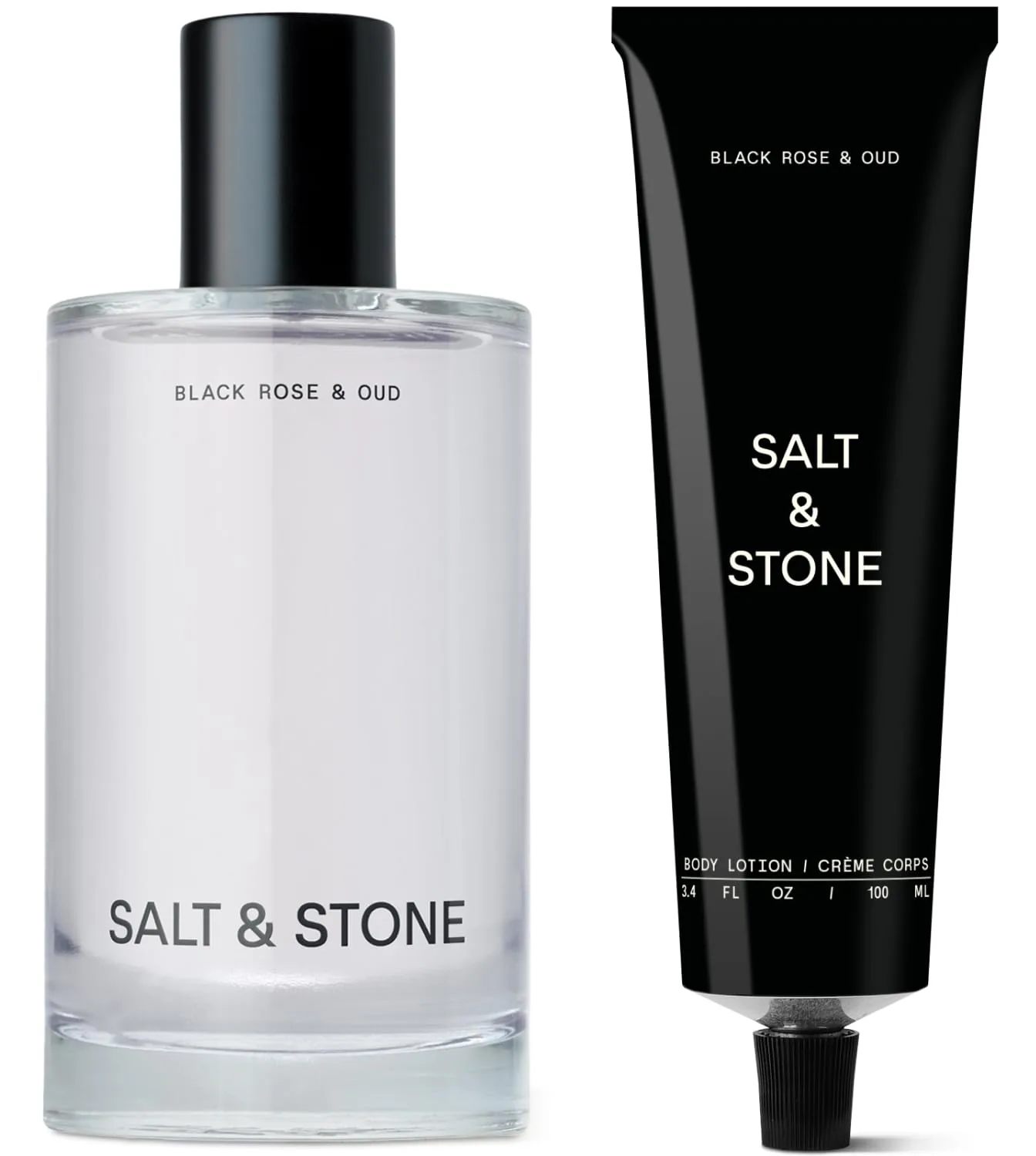 Набор Salt & Stone: спрей для тела + лосьон для тела | Черная роза и уд, Black