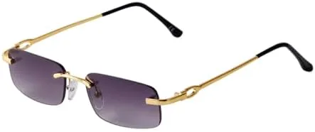 

Винтажные коричневые прямоугольные солнцезащитные очки без оправы 2027 года для мужчин, очки с прозрачными линзами, безрамочные очки для женщин MTZJH, C2