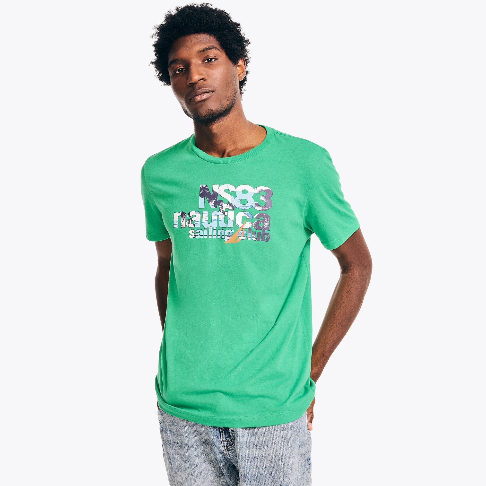 

Футболка Nautica Mens Ns83 с рисунком в виде парусного спорта, цвет parrot green