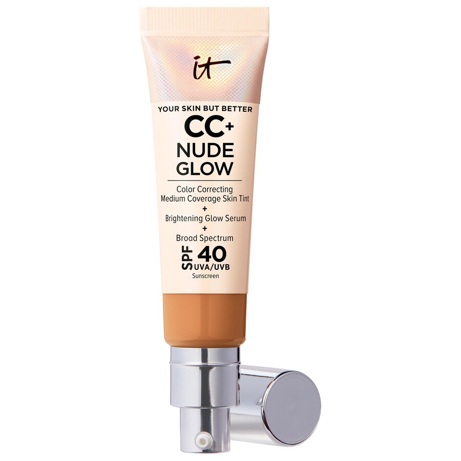

Тональная основа CC+ Nude Glow Lightweight Foundation + Glow Serum с SPF 40 и ниацинамидом IT Cosmetics, 1.1 oz /32 mL, Tan