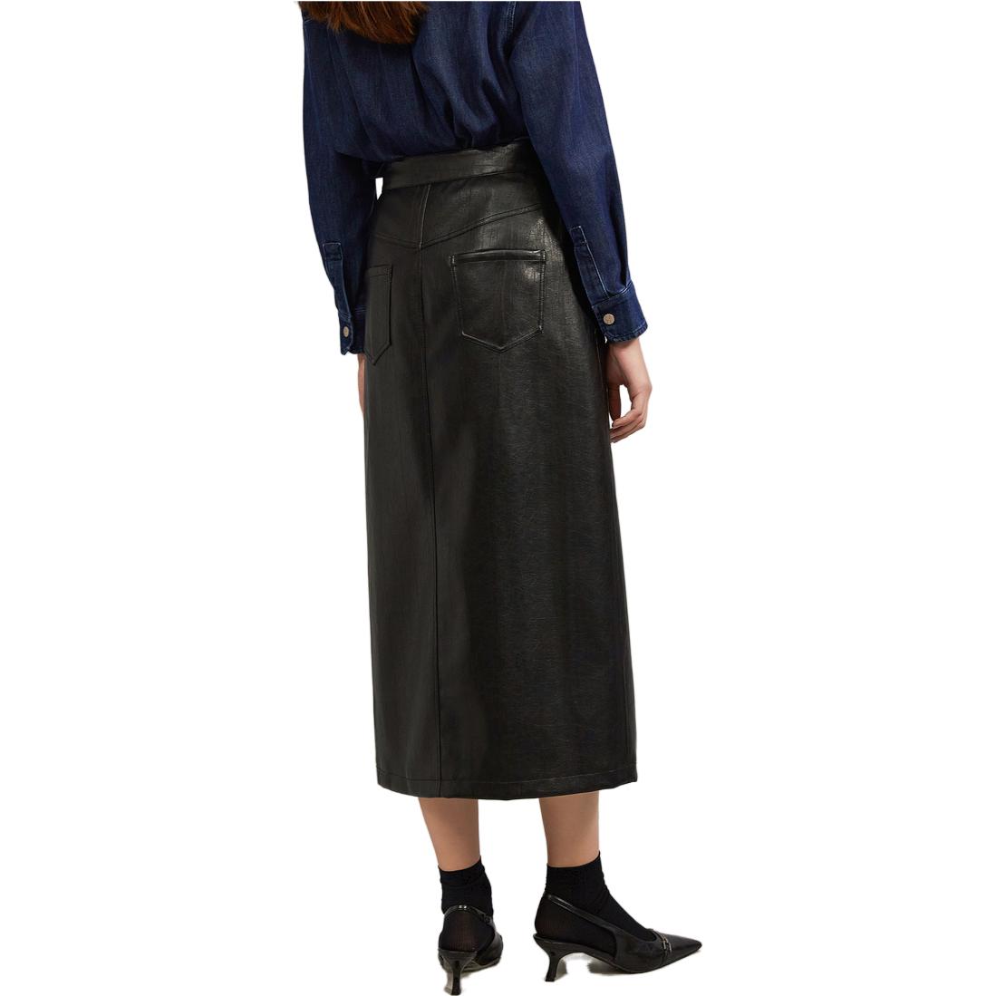 

Кожаная длинная юбка Women's ELLE, черный