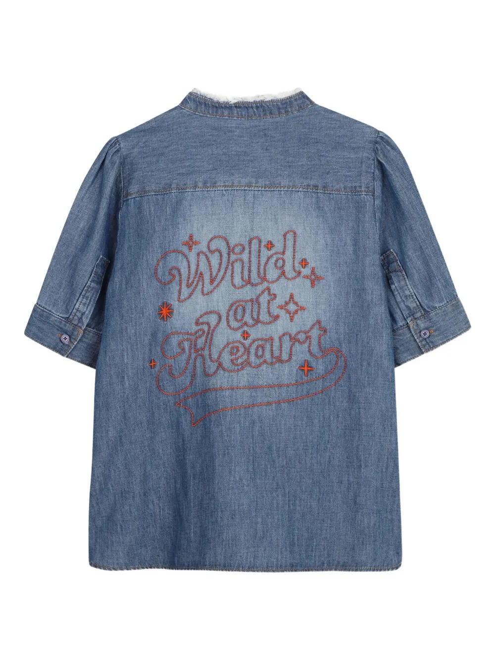 Рубашка с вышивкой и бахромой Zadig & Voltaire Kids, синий — фото 2