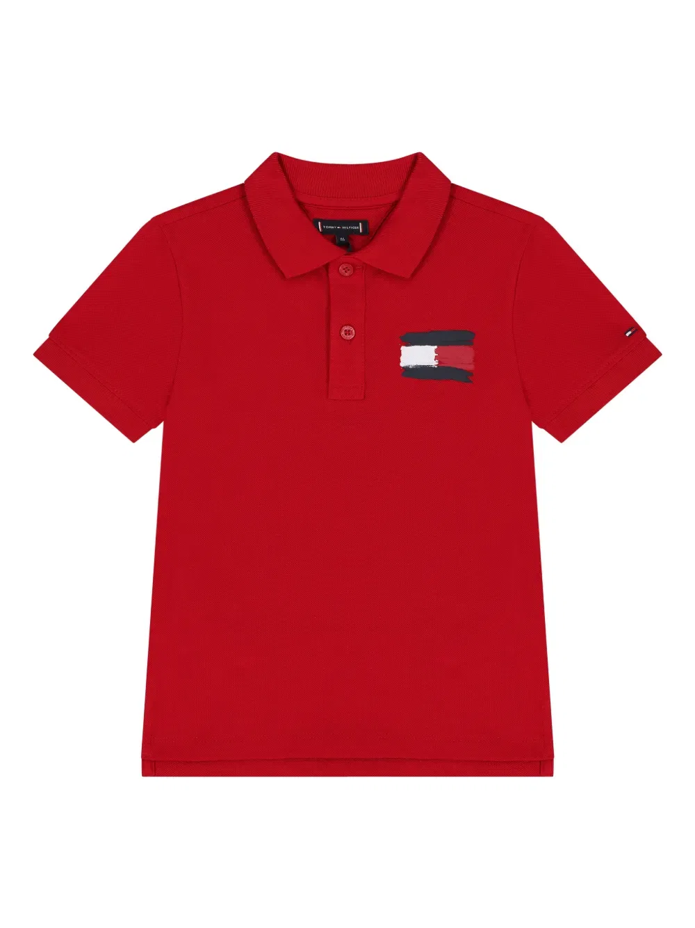 Хлопковая рубашка-поло с логотипом Tommy Hilfiger Junior, красный