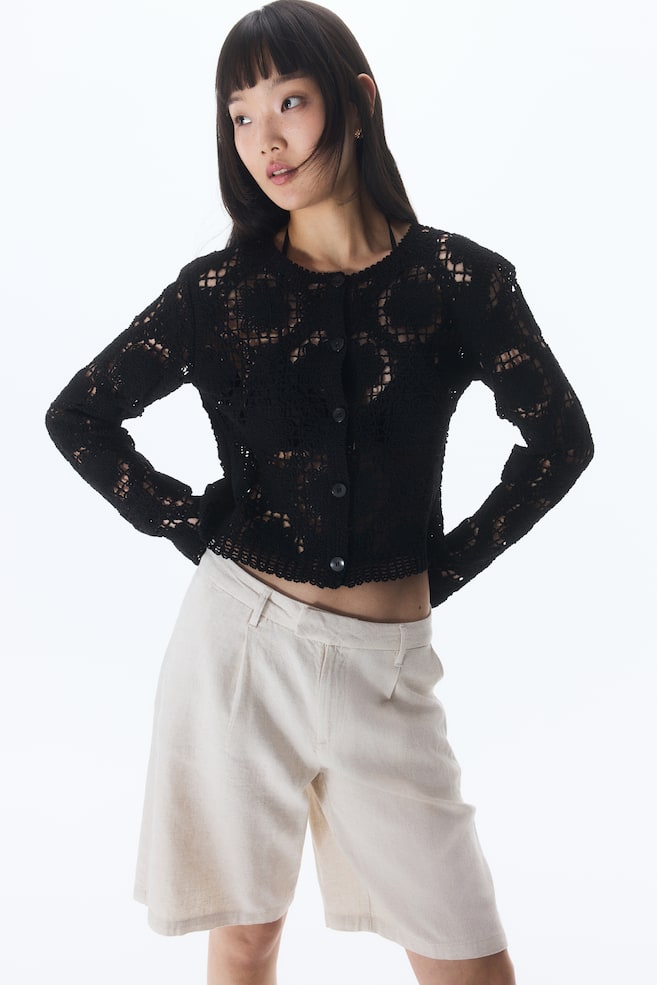 

Кардиган в стиле вязания крючком H&M, черный
