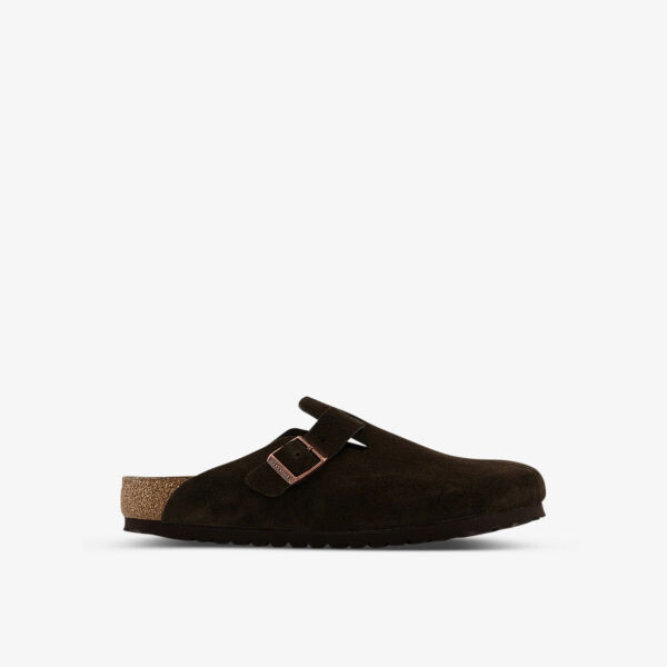 

Сабо из замши и кожи с тисненым логотипом Boston Birkenstock, цвет mocca