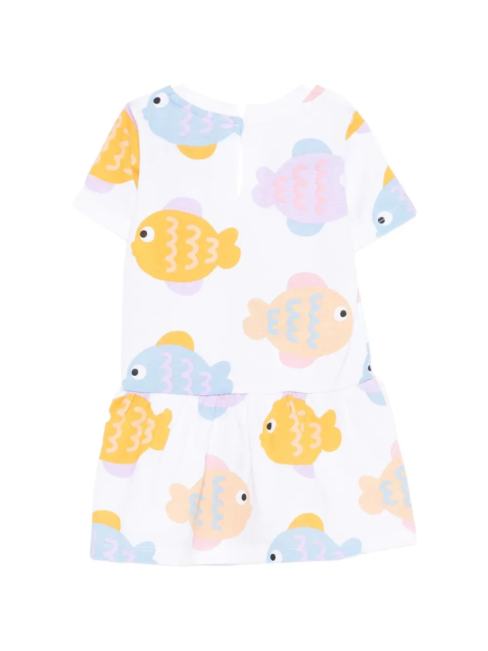 Платье с оборками и рыбьим принтом Stella McCartney Kids, белый — фото 2