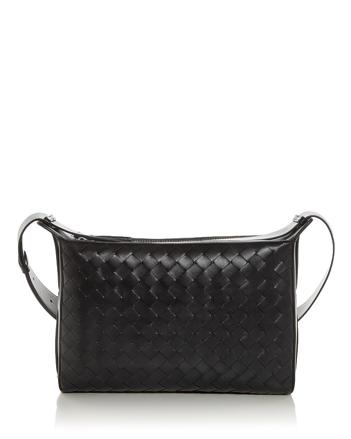 

Плечевая сумка из кожи Intrecciato Bottega Veneta, черный