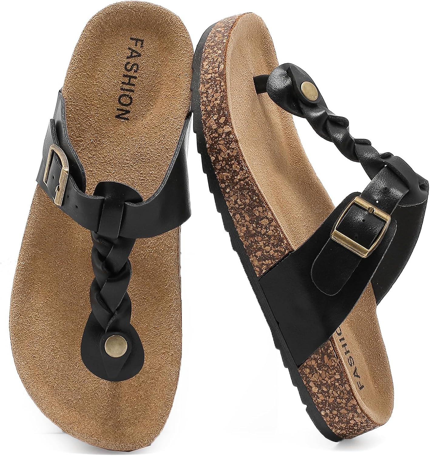 

Сандалии Sgadabe Thong для женщин и мужчин, нескользящие шлепанцы с пробковой стелькой, регулируемая пряжка, летняя обувь для женщин, пляжные шлепанцы, черный