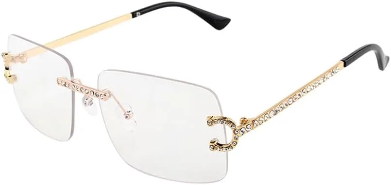 

Модные солнцезащитные очки без оправы с бриллиантами для женщин, металлические солнцезащитные очки класса люкс с защитой от УФ-излучения UV400 TKKTLLT, C5