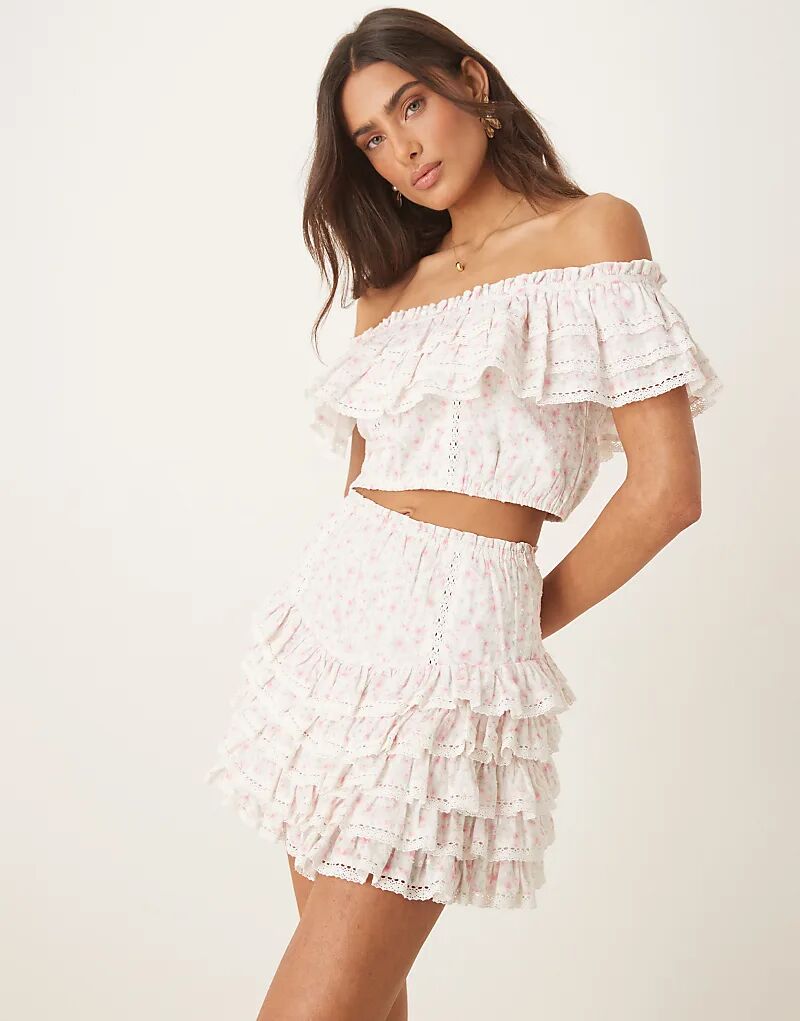 

Мини-юбка Amy Jane London Gaia с оборками в розовых тонах – часть комплекта