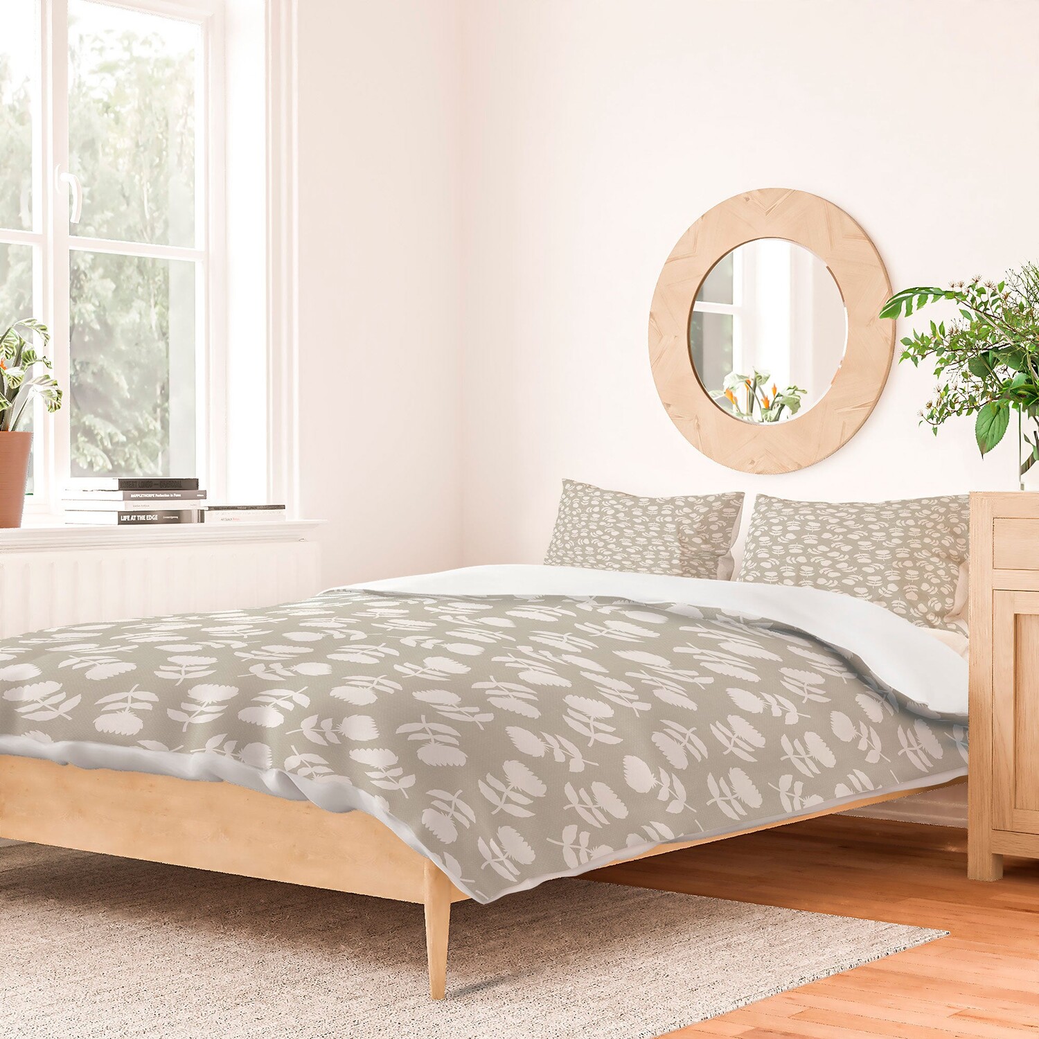 

Little Arrow Design Co Винтажное серое пуховое одеяло из полиэстера с цветочным принтом Deny Designs, цвет Polyester