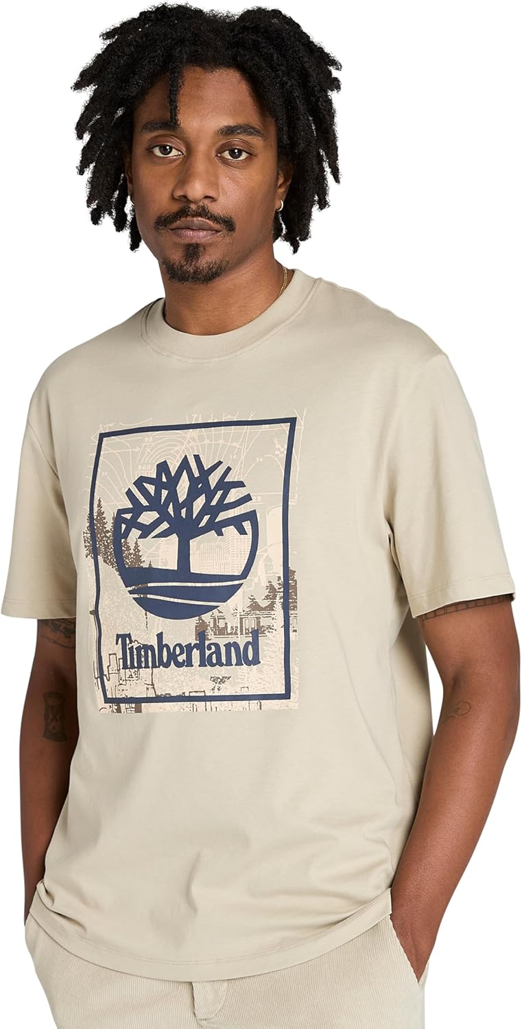 

Мужская футболка Timberland Front Seasonal Stack с графическим логотипом, Island Fossil