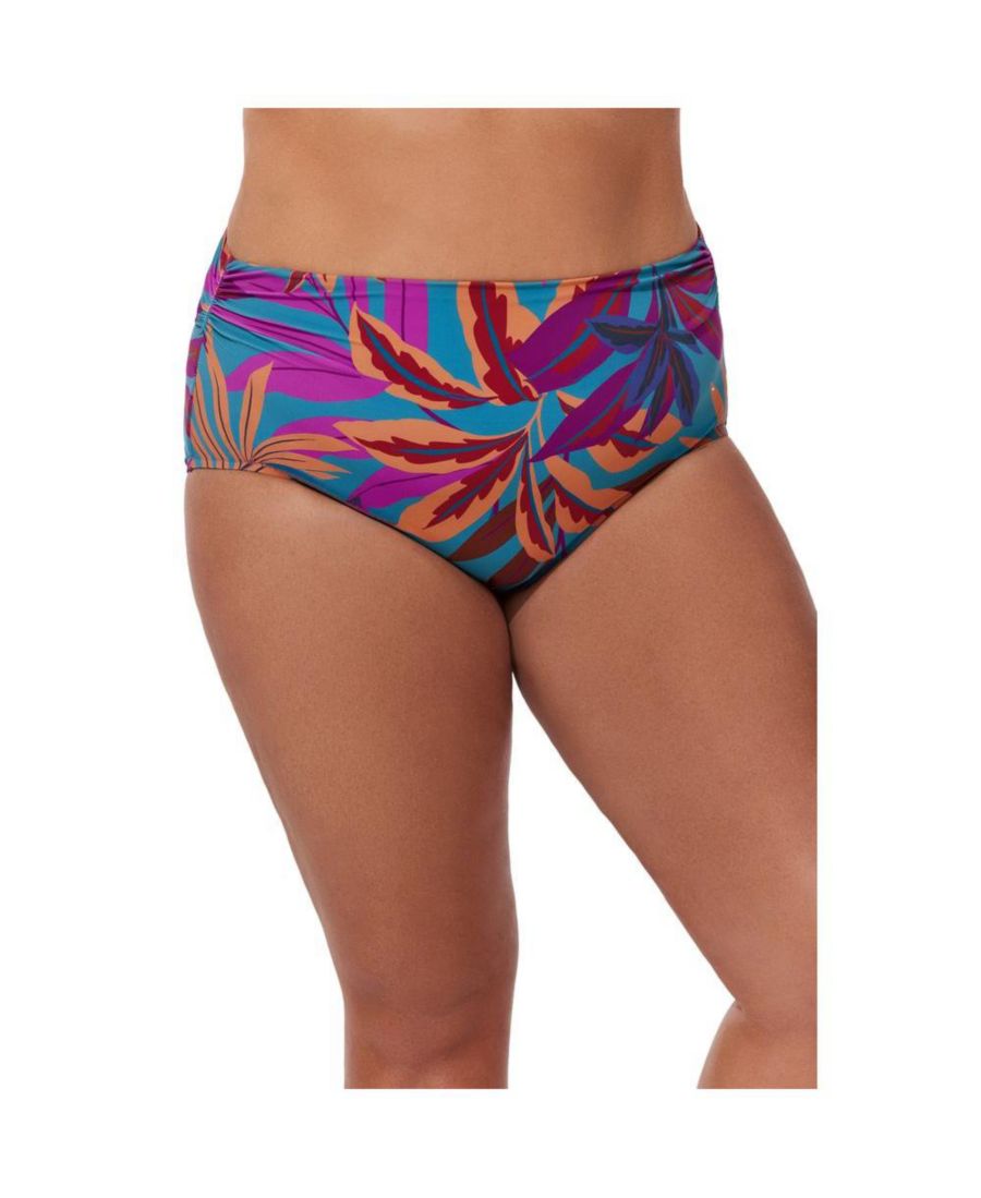 

Женские плавки Plantopia с присборенной высокой талией Profile by Gottex, Multi-teal