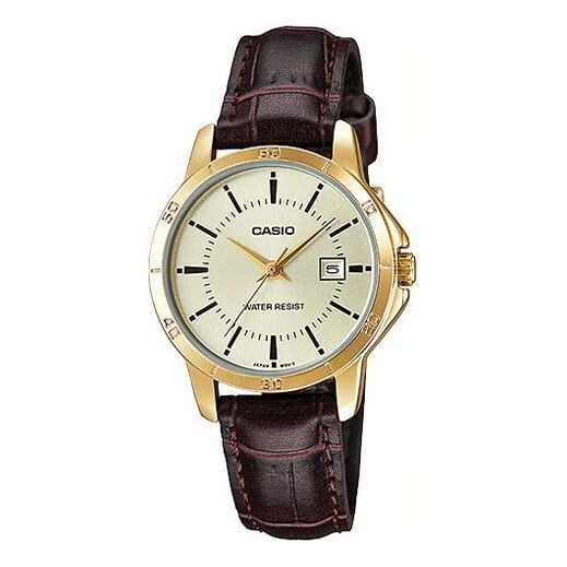 

Часы CASIO Vintage Waterproof Leather Band Gold/ Brown Analog, коричневый