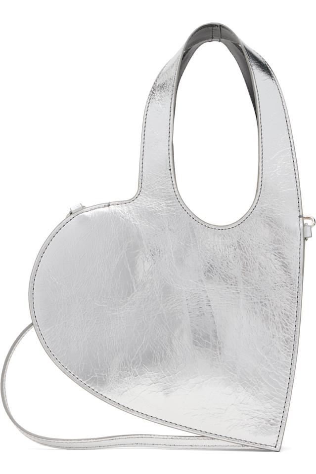 

Миниатюрная сумка-шоппер в форме сердца Coperni, серебро