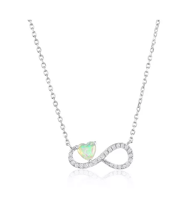 

Ожерелье из стерлингового серебра с сердцем из белого опала и фианитами в виде бесконечности Caribbean Treasures, larimar