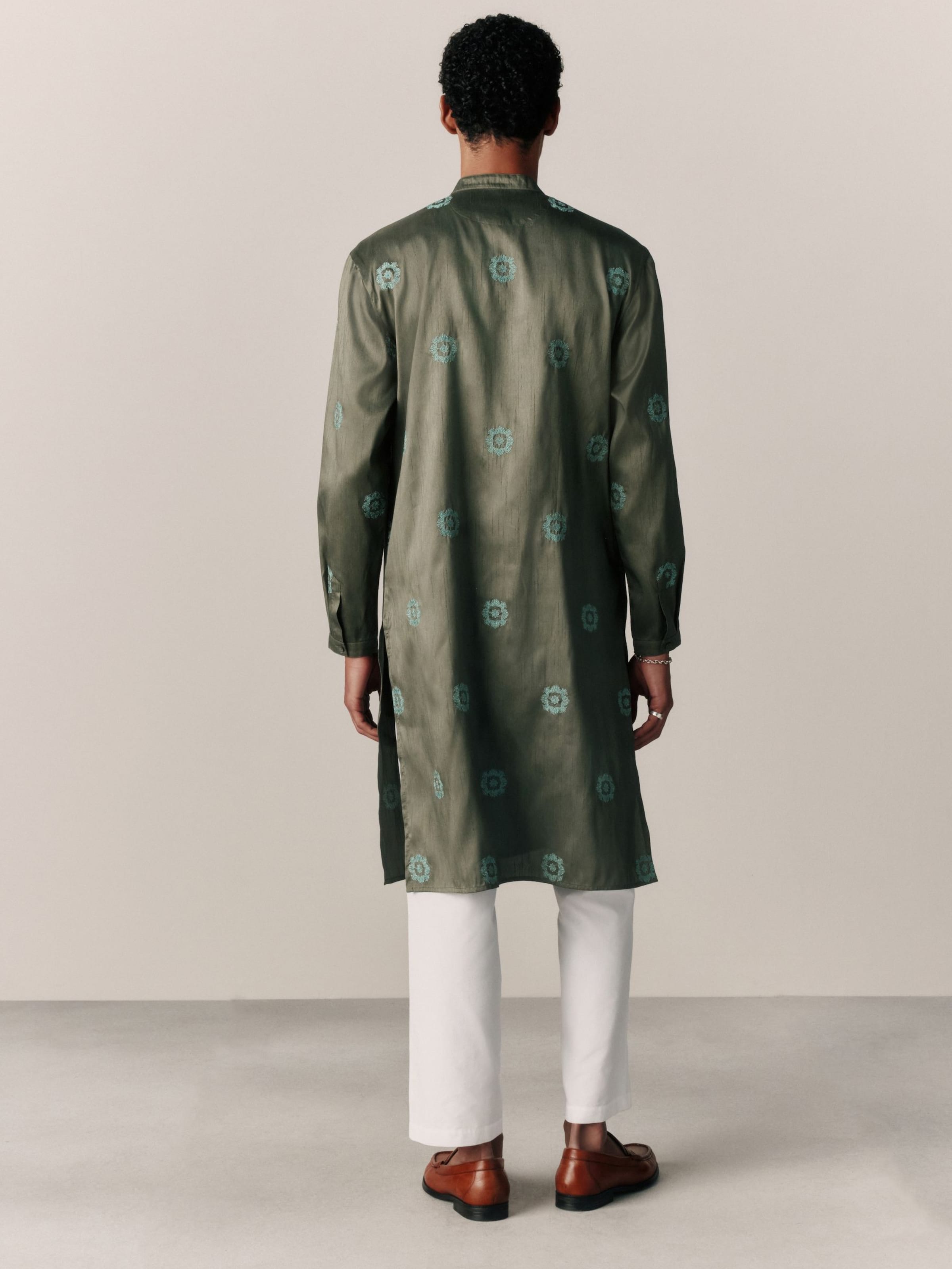 Next Рубашка на пуговицах Regular fit в цвете Olive, Emerald — фото 3