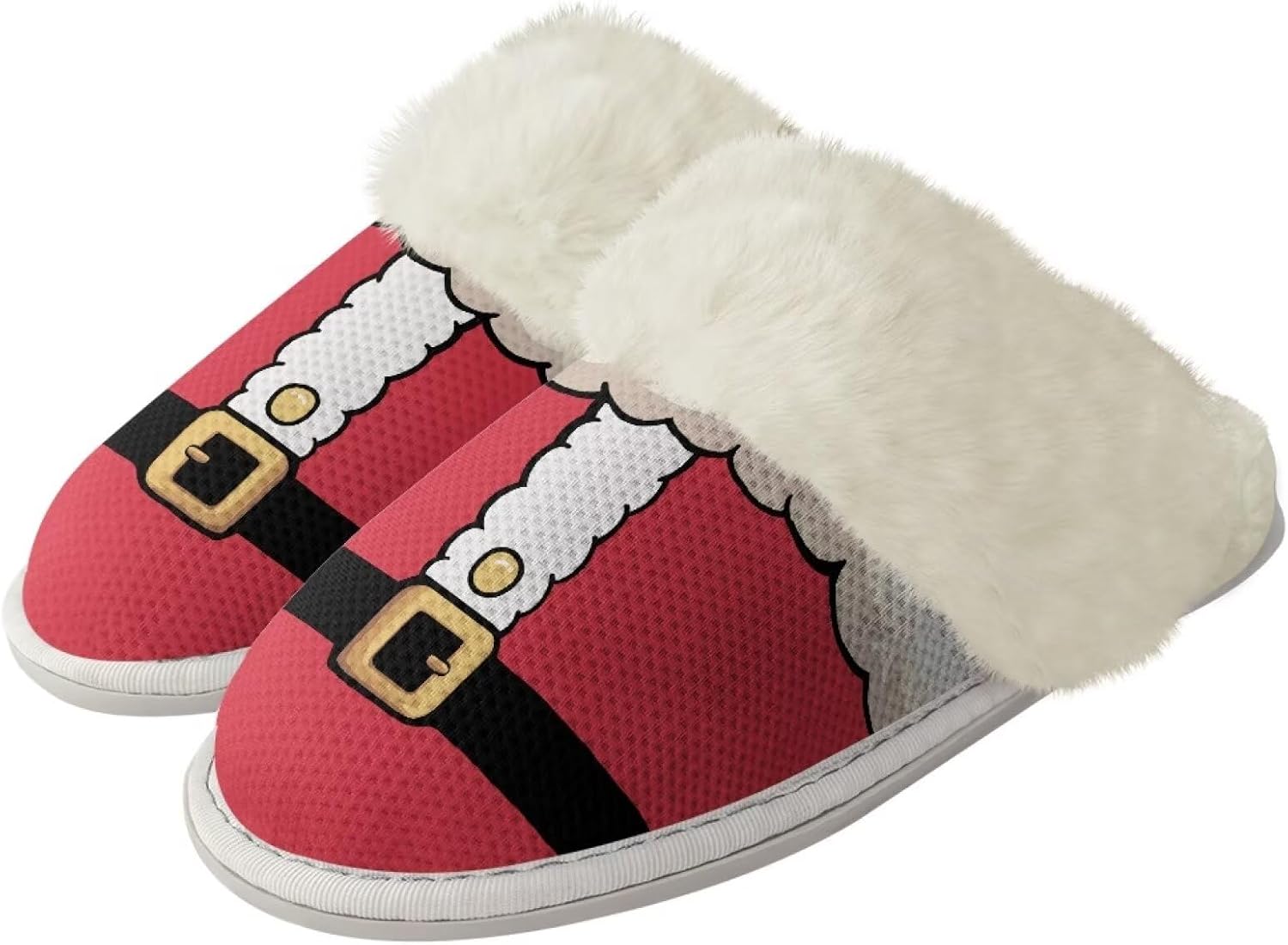 

Тапочки Srengjodk Slip-On для дома, тапочки для женщин и мужчин, фланелевые хлопковые тапочки с меховой отделкой, унисекс, размеры 36-47, Santa Print Design