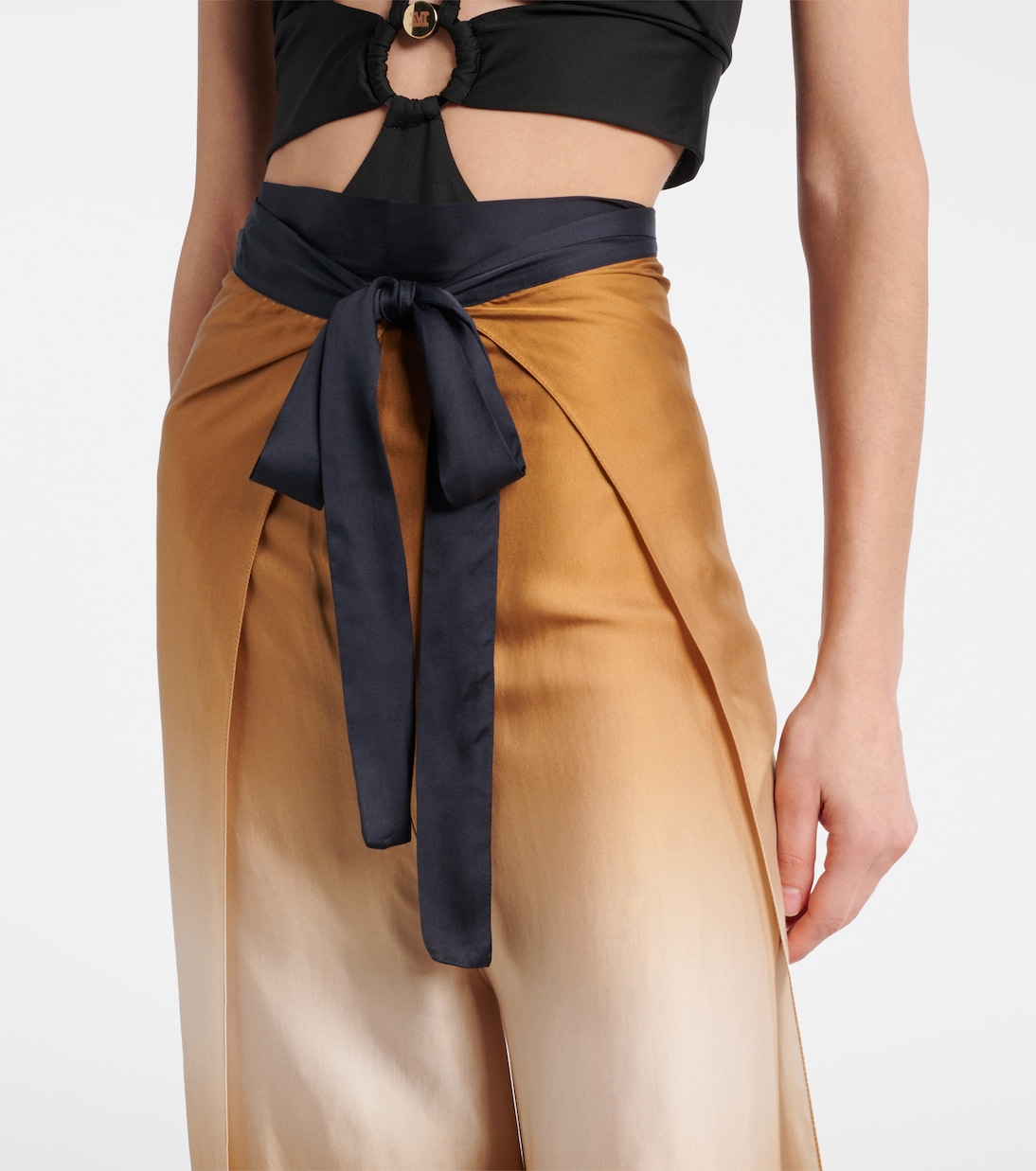 Широкие укороченные брюки из печатного сатина Max Mara, Stampa Sfumata — фото 4