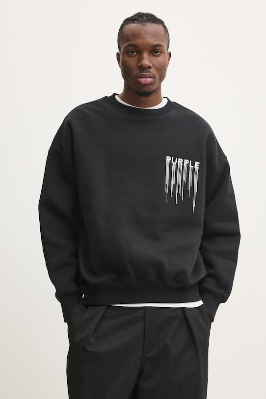 

Хлопковая толстовка HWT FLEECE CREWNECK Purple Brand, черный