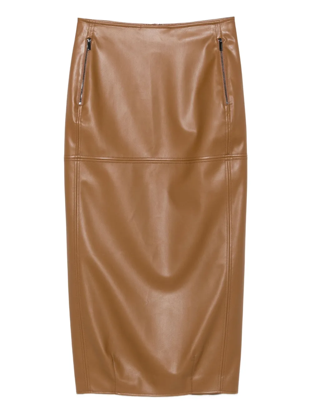 

Юбка из искусственной кожи с карманом на молнии MAX MARA, коричневый