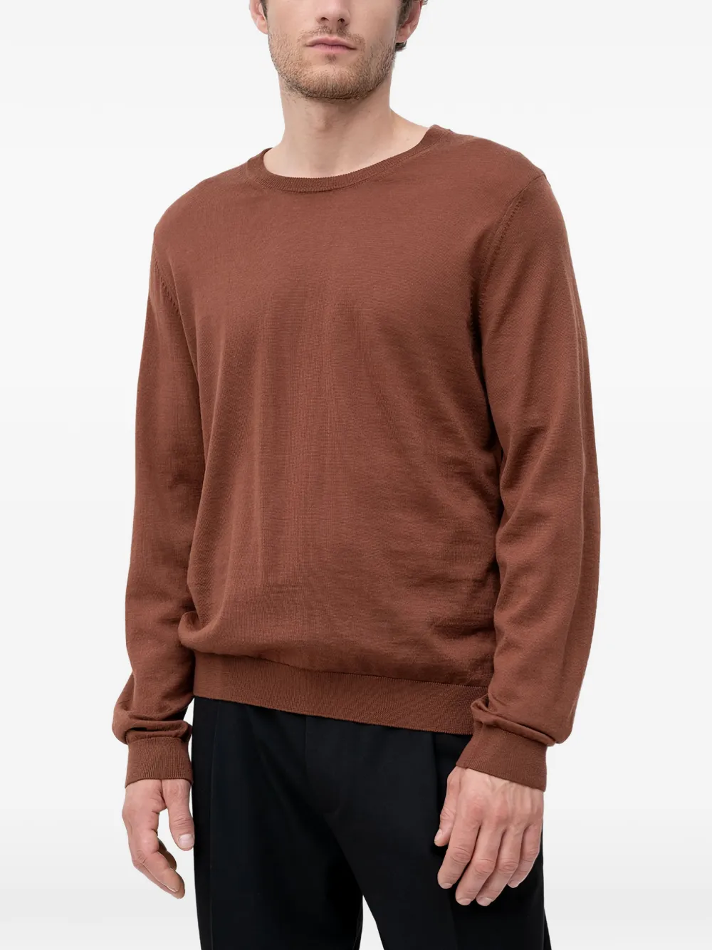 

Свитер с круглым вырезом Boss, коричневый