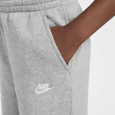 Брюки Nike Sportswear Club Fleece Girls' Wide-Leg Pants, цвет Dark Grey Heather/Base Grey/White — фото 4