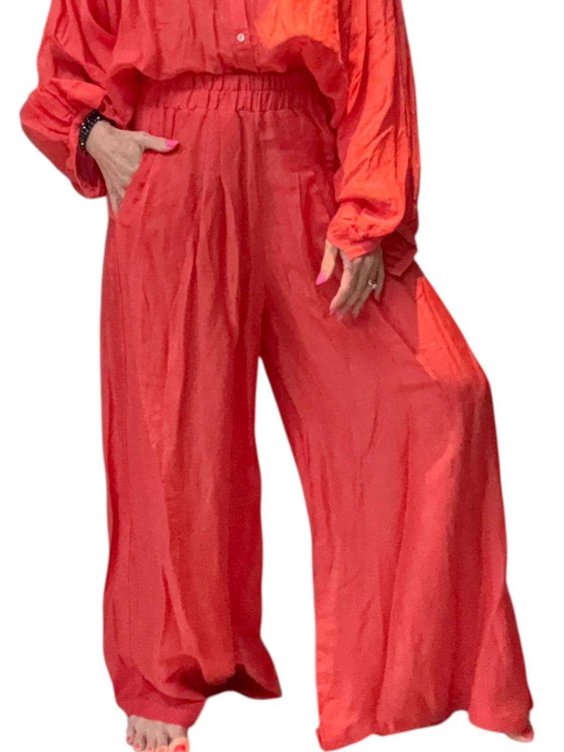 

Каллисто Льняные брюки в красном Pearl and Caviar