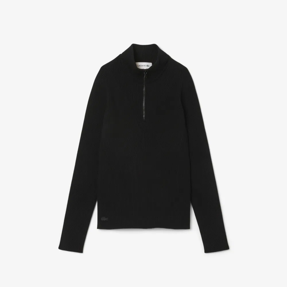 Свитер Lacoste 3D в рубчик с молнией, черный