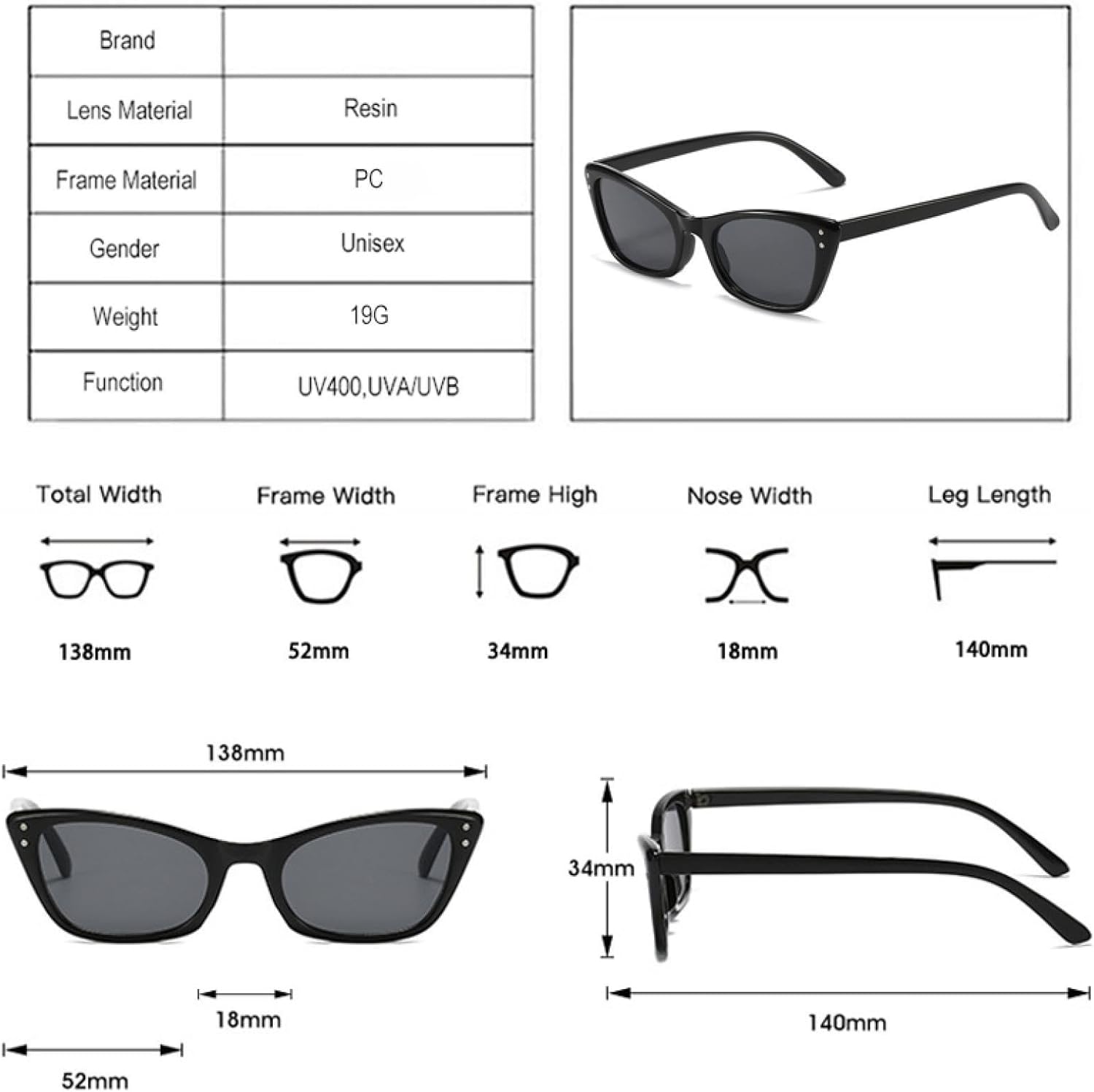 

Ретро маленькие солнцезащитные очки «кошачий глаз» для женщин, модные, с прозрачными линзами с градиентом цвета океана, защита от УФ-излучения UV400, солнцезащитные очки для мужчин с заклепками WNCKSQ, Grey Grey