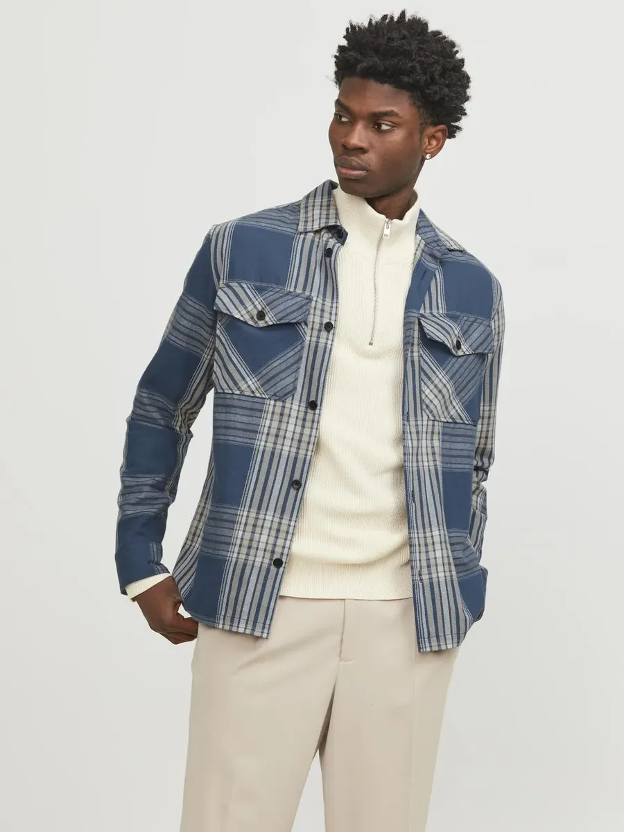 

Рубашка с длинными рукавами Jack & Jones "JPRCCROY SPRING CHECK OVERSHIRT L/S SN", цвет Dark Denim