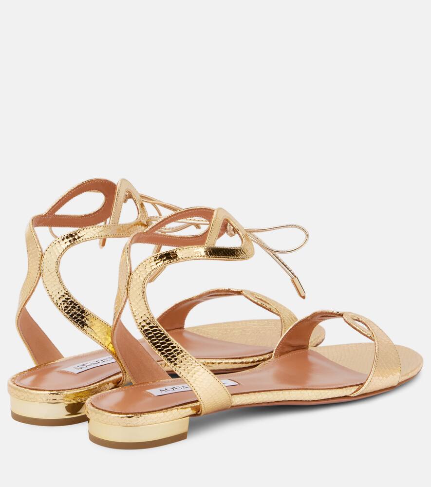 Песочники Tessa из металлизированной кожи Aquazzura, Soft Gold — фото 2