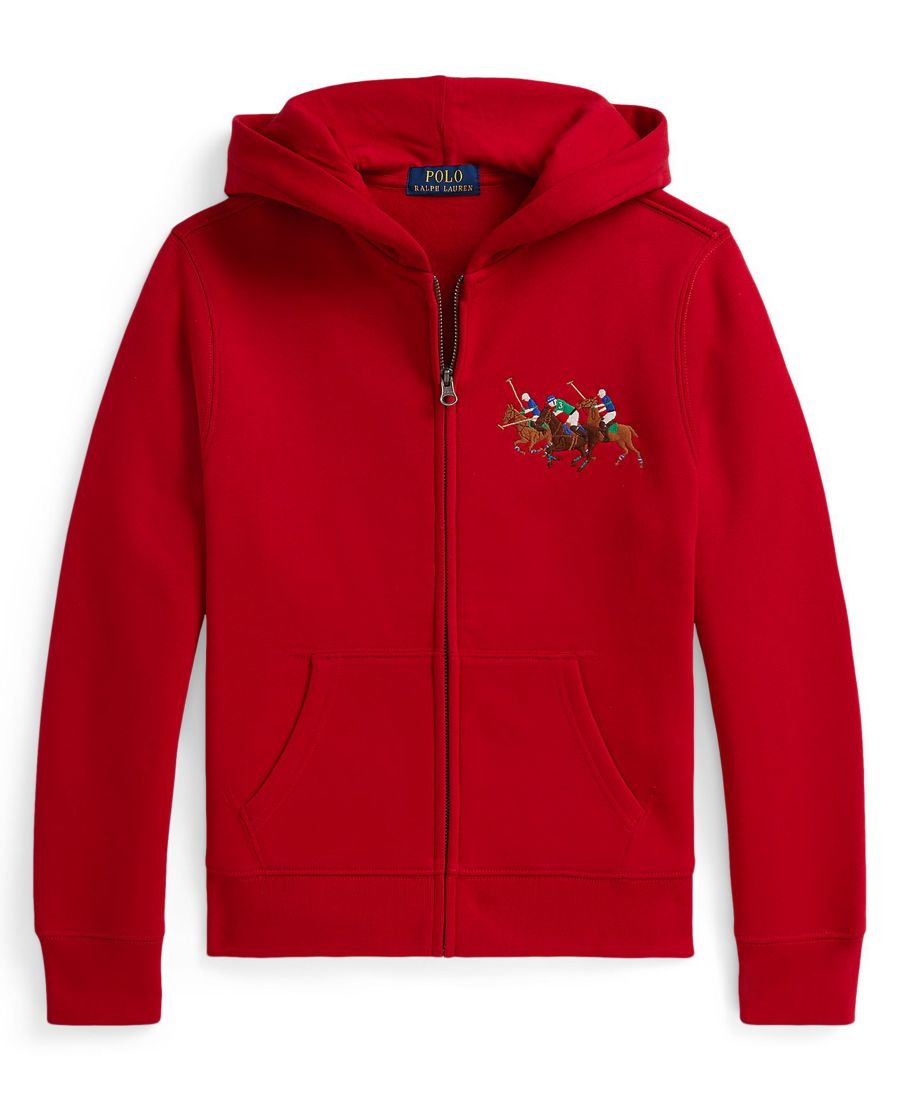 

Детская флисовая толстовка на молнии Triple-Pony для мальчиков 8-20 лет Polo Ralph Lauren, Red