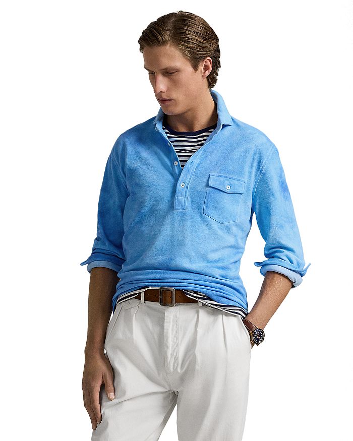 

Рубашка-поло из сетчатой ткани, окрашенная в готовом виде Polo Ralph Lauren, синий