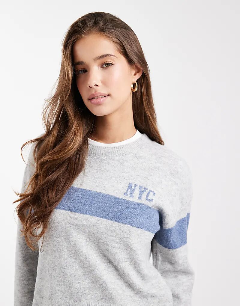 

Вязаный джемпер Mango Teen Varsty NYC серого цвета