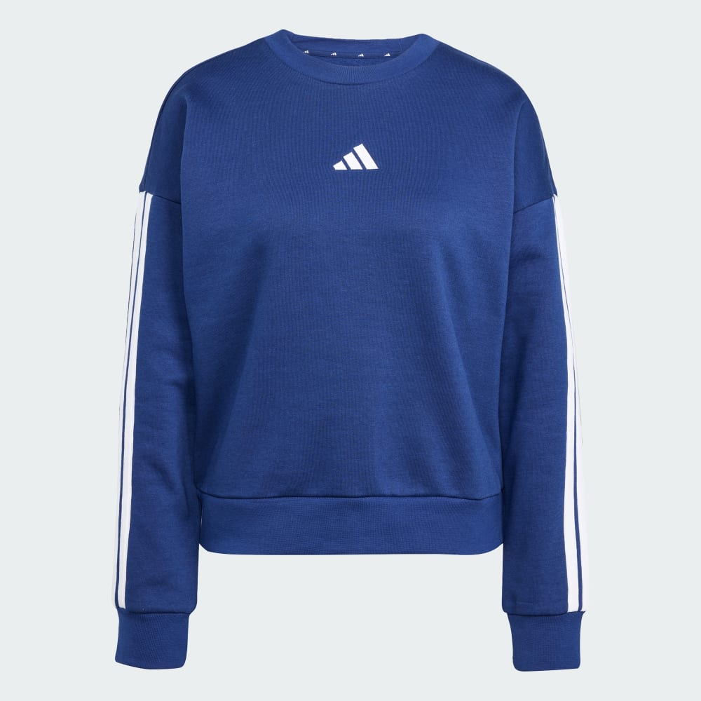 Толстовка Adidas Essentials 3-Stripes Fleece Sweatshirt, цвет Dark Blue/White — фото 4