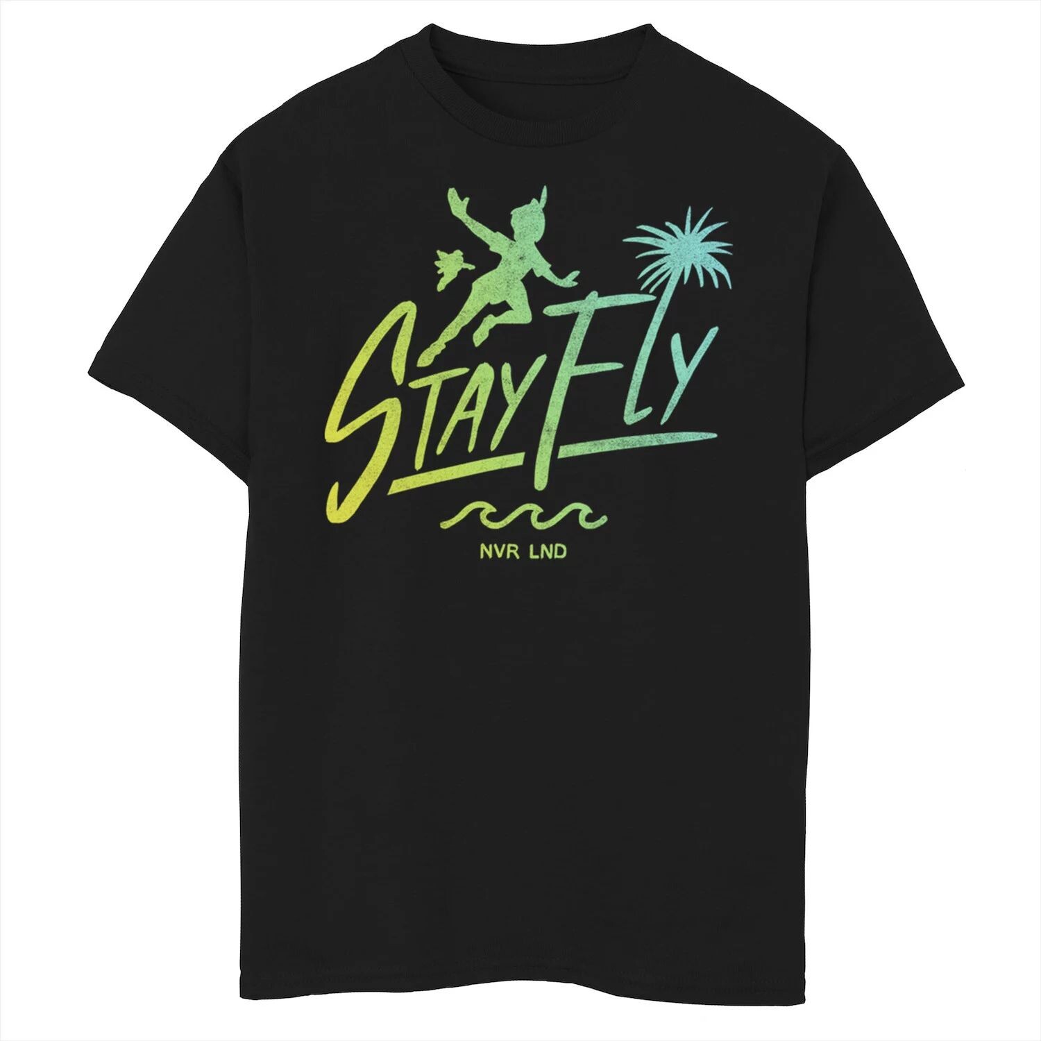 

Футболка с изображением Питера Пэна Disney для мальчиков 8–20 лет Stay Fly, постер с текстовым силуэтом и графикой Disney