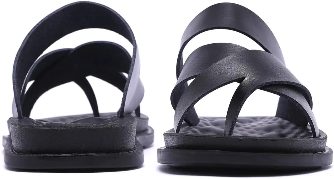 

Мужские сандалии Harssidanzar, быстросохнущие шлепанцы на лето, с перекрещивающимися ремешками, с носочным кольцом, для улицы и дома KM221US, черный