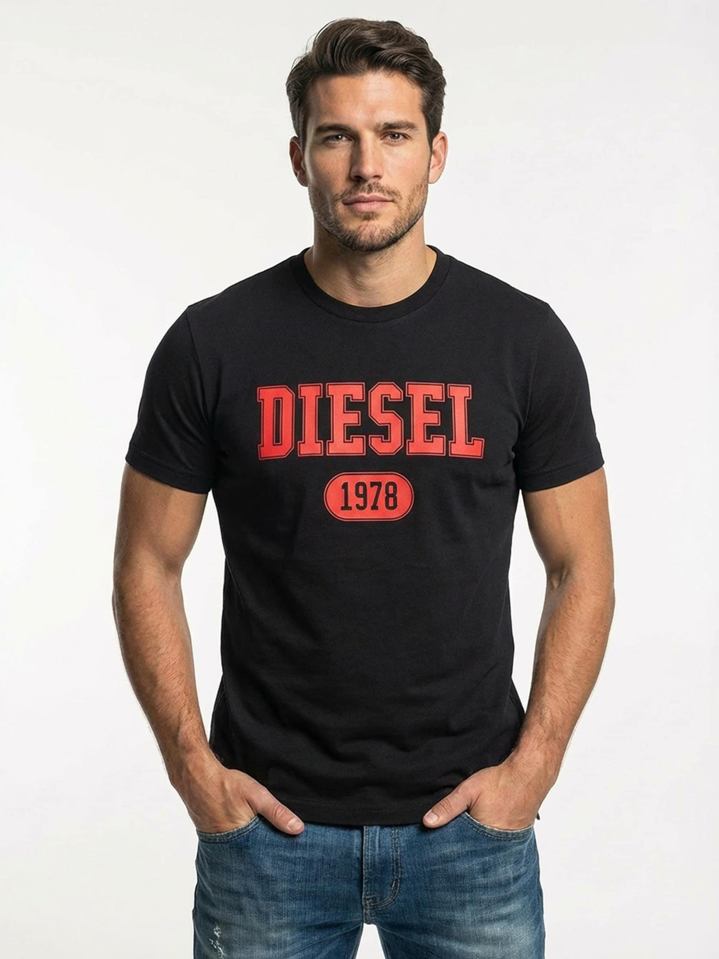 DIESEL Футболка 'T-DIEGOR 1-A' в черном цвете — фото 2