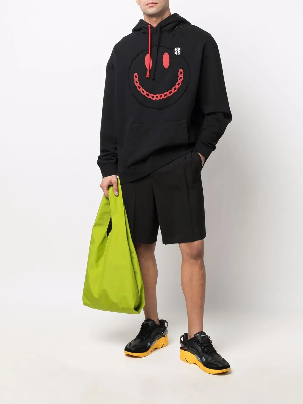 Худи с эффектом потертости из коллаборации со Smiley Raf Simons, черный — фото 2
