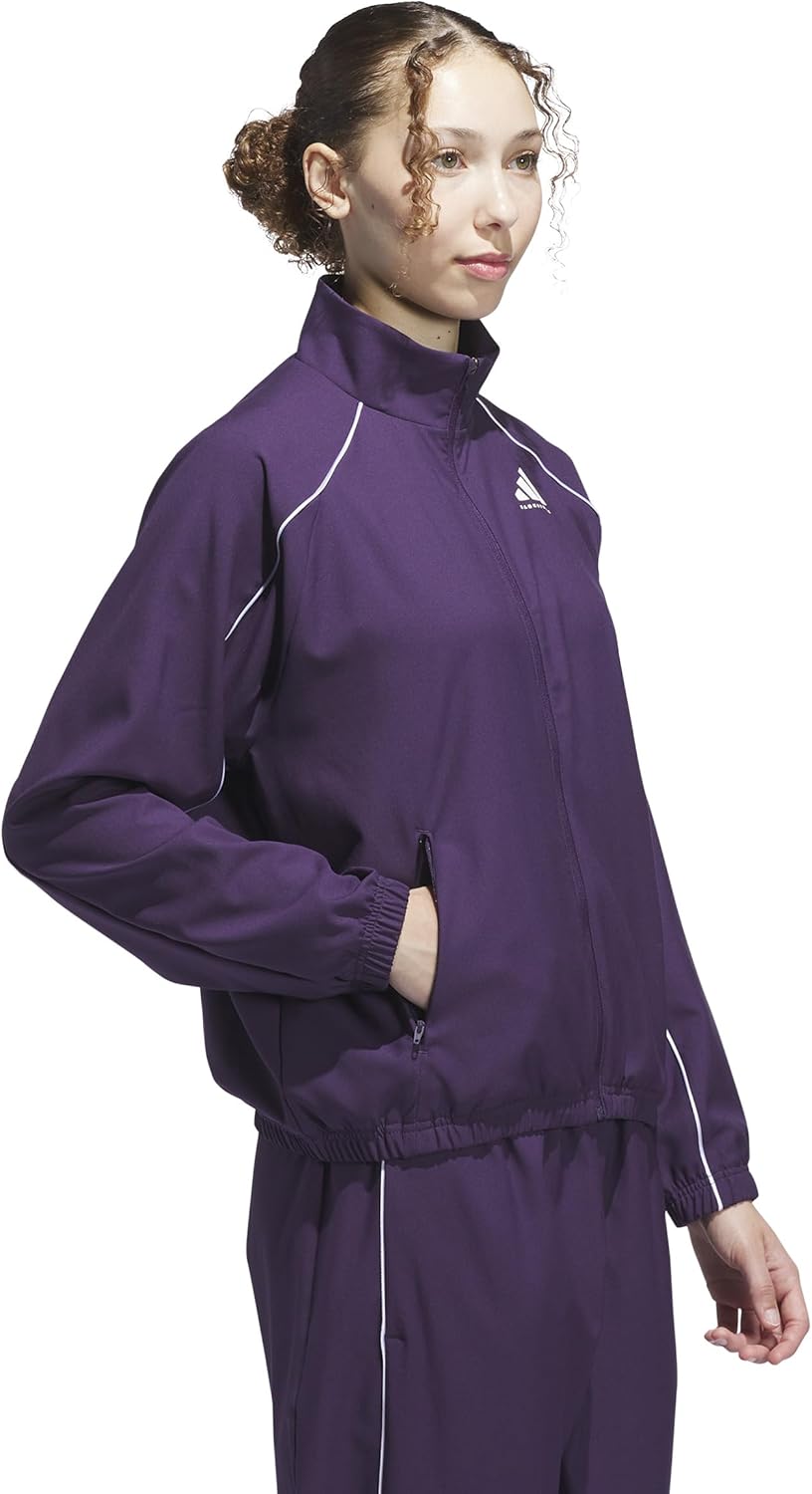 adidas Женская баскетбольная куртка Crazylite Woven, Aurora Plum/White — фото 3