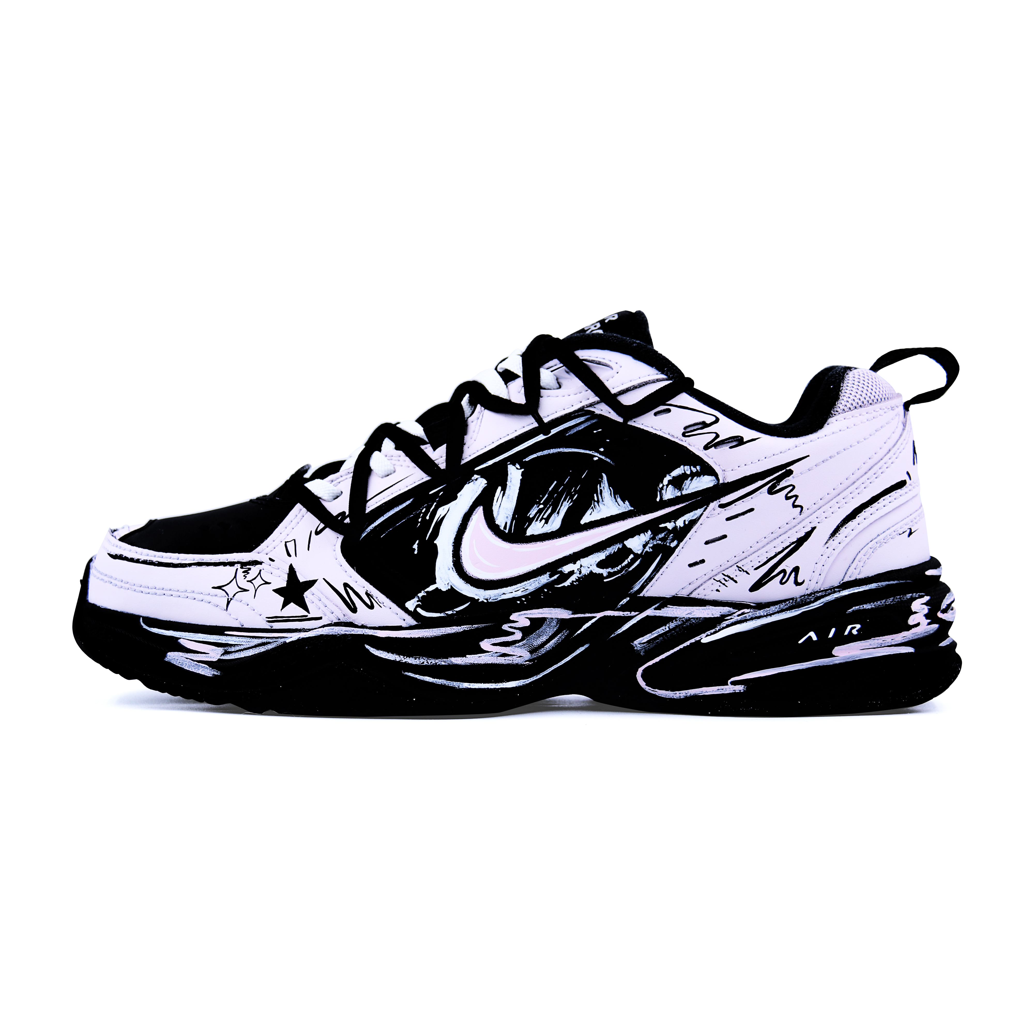 

Nike Кроссовки Air Monarch 4 Graffiti Fantasy Height Increasing Low top Chunky Unisex Pink Black