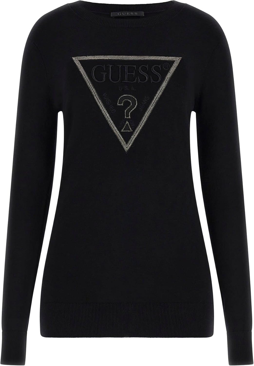 

Женский свитер Guess Eco с длинным рукавом и треугольным логотипом Sasha, Jet Black