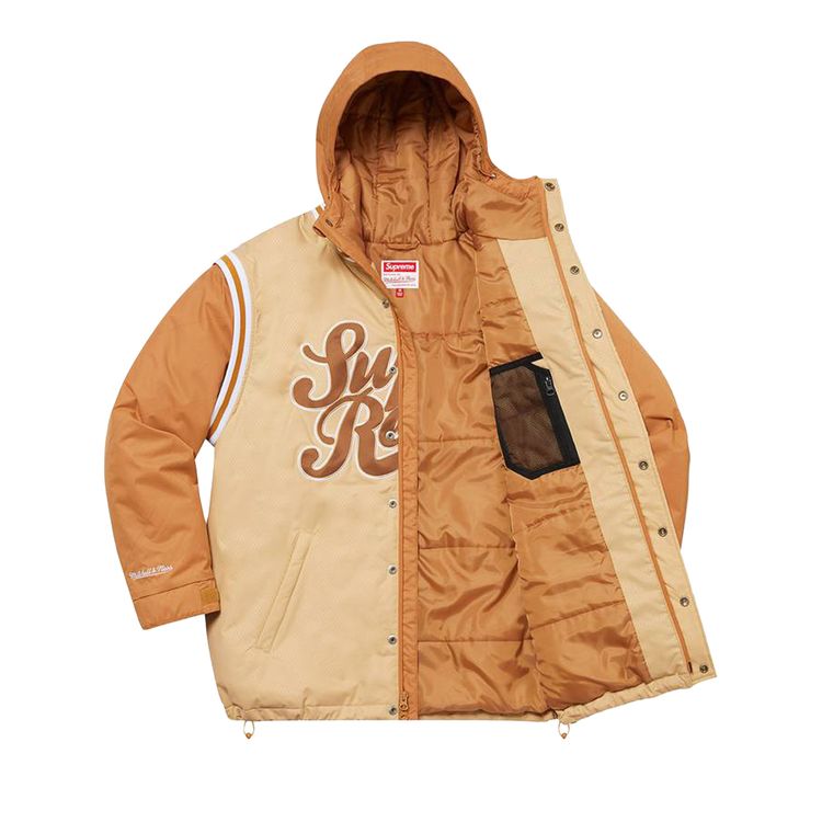 Куртка Supreme x Mitchell & Ness Quilted Sports Jacket 'Tan', желто-коричневый — фото 3