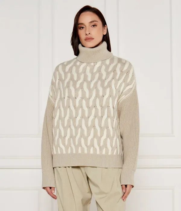 Шерстяная водолазка Ferdolia regular fit Boss, бежевый